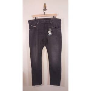 Diesel Thommer Slim Fit Low Waist Slim Leg‎ Stretch Black Jeans Size 36x32 New